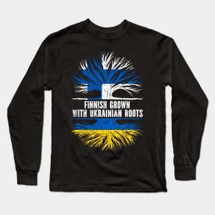 Finnish Grown with Ukrainian Roots Flag Long Sleeve T-Shirt